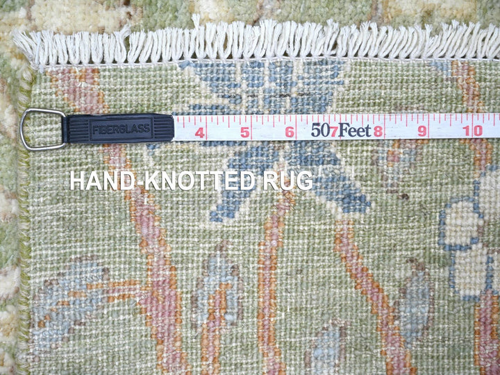2'6" x 11'11" New Hand Knotted Green Wool Runner Oriental Rug - MOA10221490