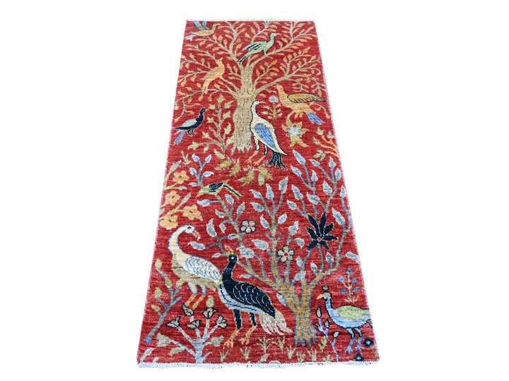 2'6" x 6'0" New Hand Knotted Red Wool Runner Oriental Rug - MOA10221491