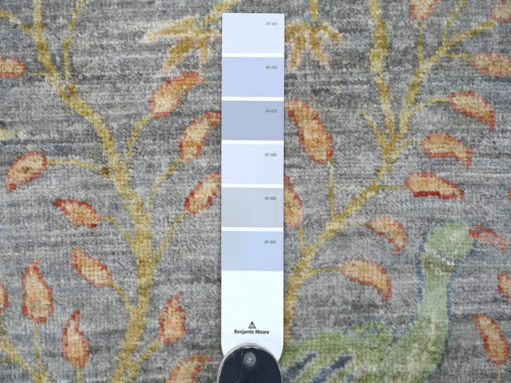 2'7" x 22'1" New Hand Knotted Grey Wool Runner Oriental Rug - MOA10221492