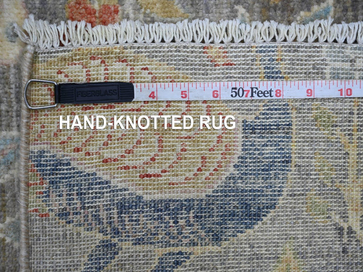 2'7" x 22'1" New Hand Knotted Grey Wool Runner Oriental Rug - MOA10221492