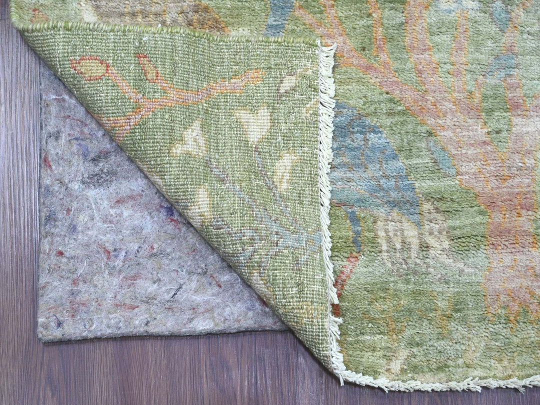 2'6" x 11'9" New Hand Knotted Green Wool Runner Oriental Rug - MOA10221493