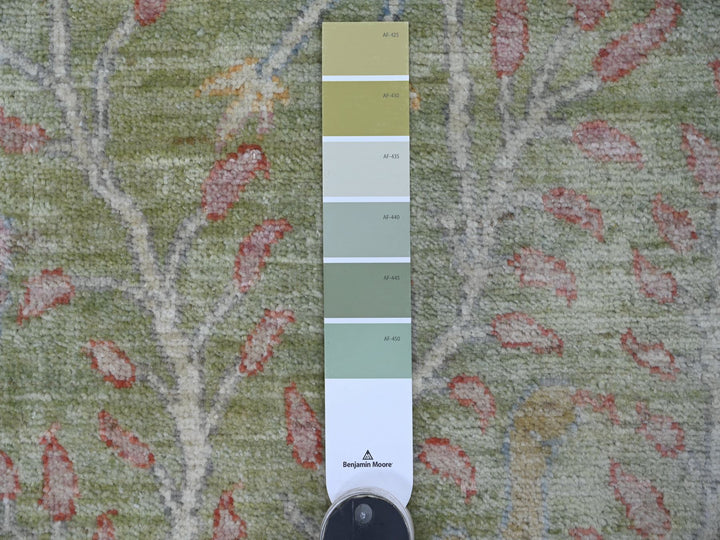 2'6" x 11'9" New Hand Knotted Green Wool Runner Oriental Rug - MOA10221493
