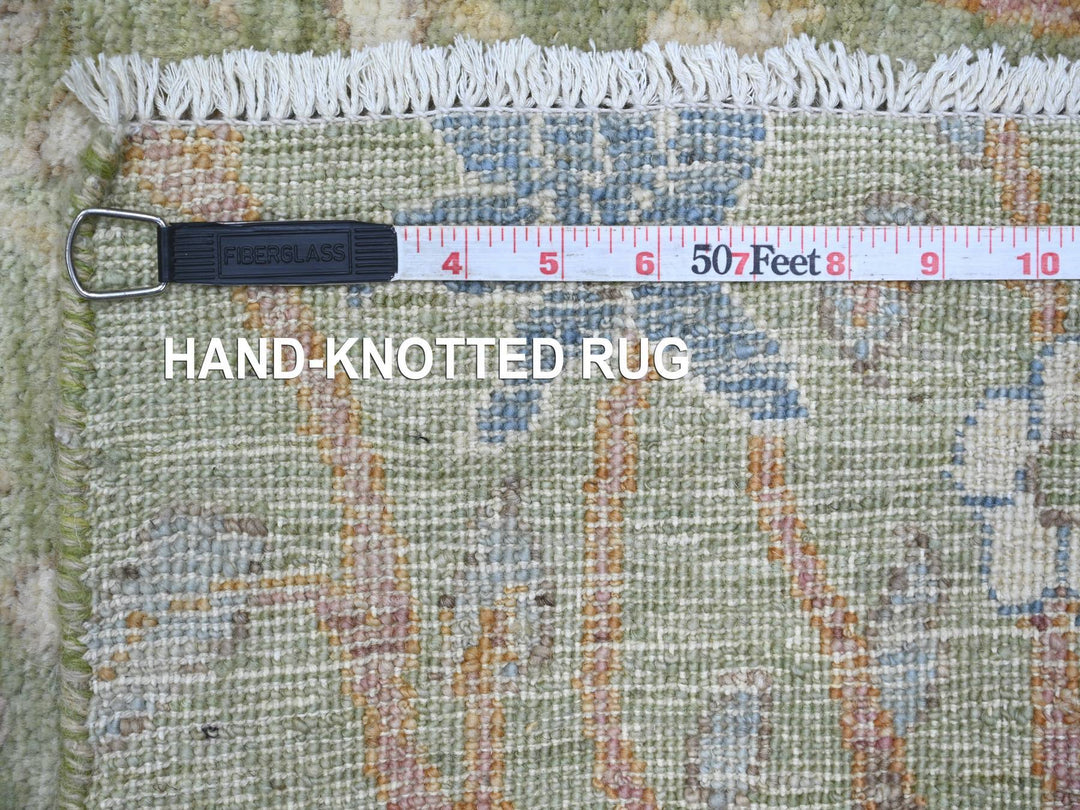 2'6" x 11'9" New Hand Knotted Green Wool Runner Oriental Rug - MOA10221493
