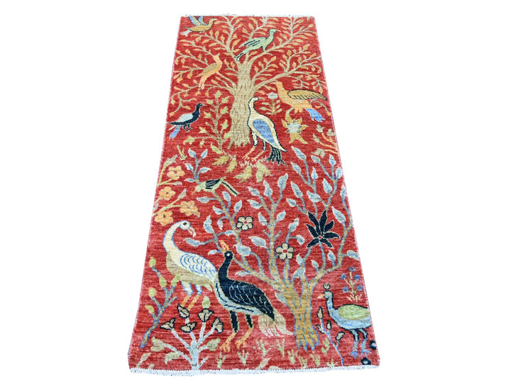 2'6" x 6'1" New Hand Knotted Red Wool Runner Oriental Rug - MOA10221494