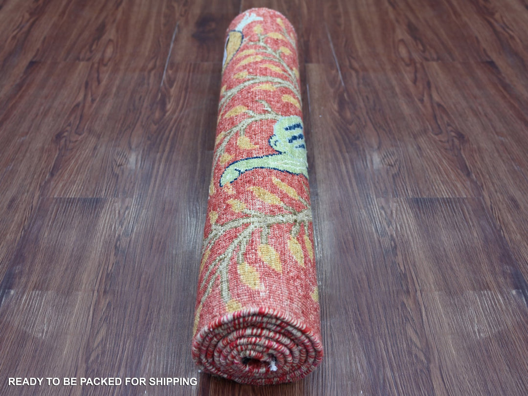 2'6" x 6'1" New Hand Knotted Red Wool Runner Oriental Rug - MOA10221494