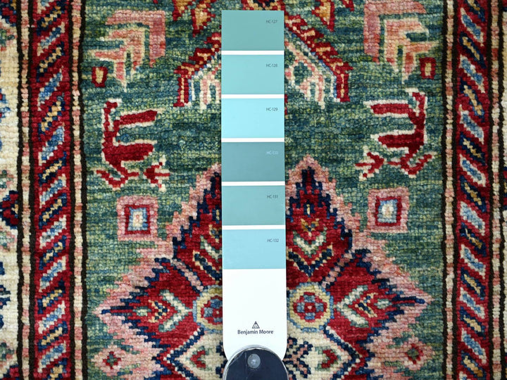 2'4" x 6'10" New Hand Knotted Green Wool Runner Oriental Rug - MOA10221499