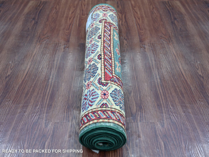 2'4" x 6'10" New Hand Knotted Green Wool Runner Oriental Rug - MOA10221499