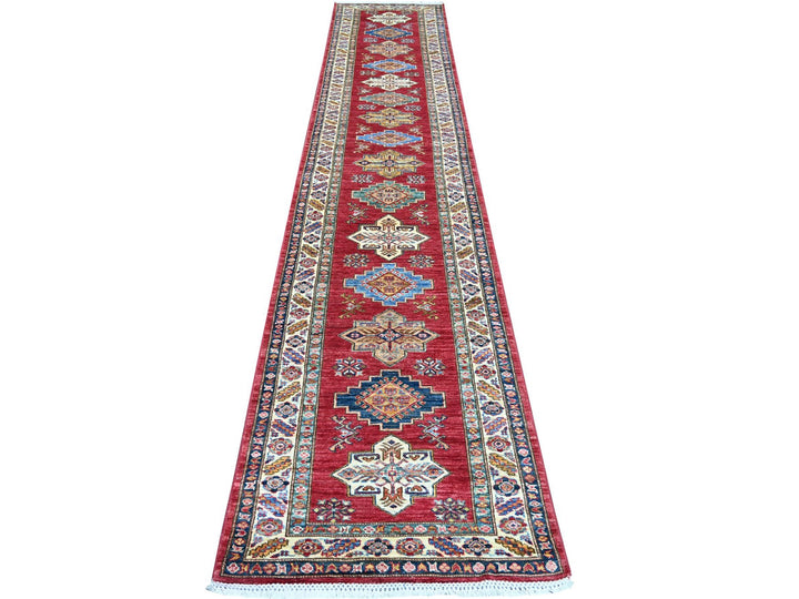 2'7" x 13'4" New Hand Knotted Red Wool Runner Oriental Rug - MOA10221500