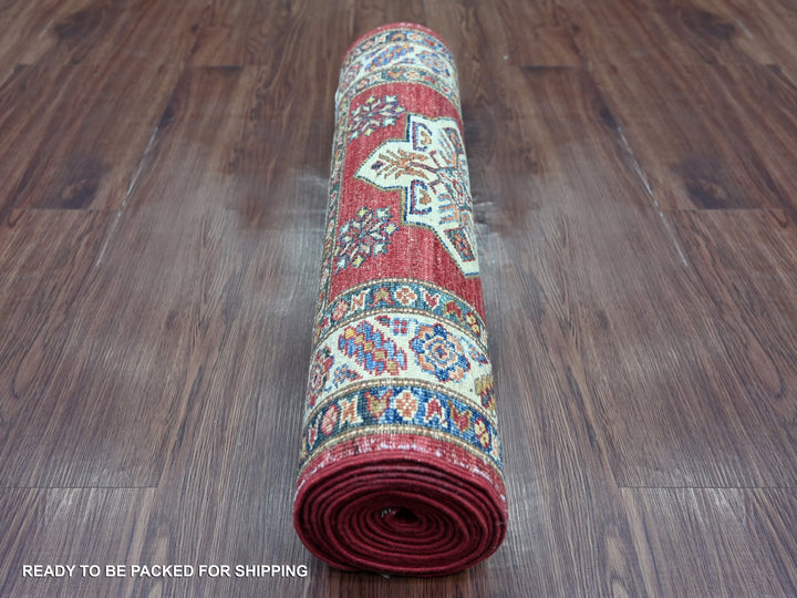 2'7" x 13'4" New Hand Knotted Red Wool Runner Oriental Rug - MOA10221500