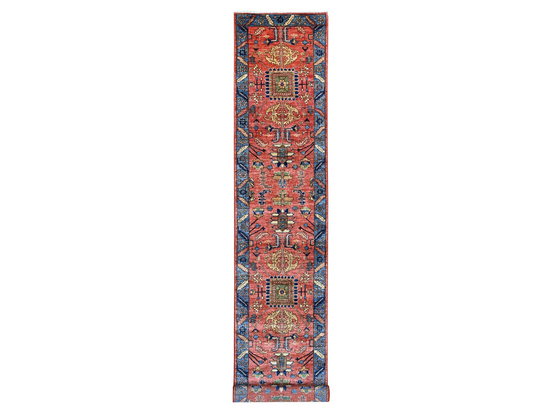 2'11" x 19'1" New Hand Knotted Red Wool Runner Oriental Rug - MOA10221501