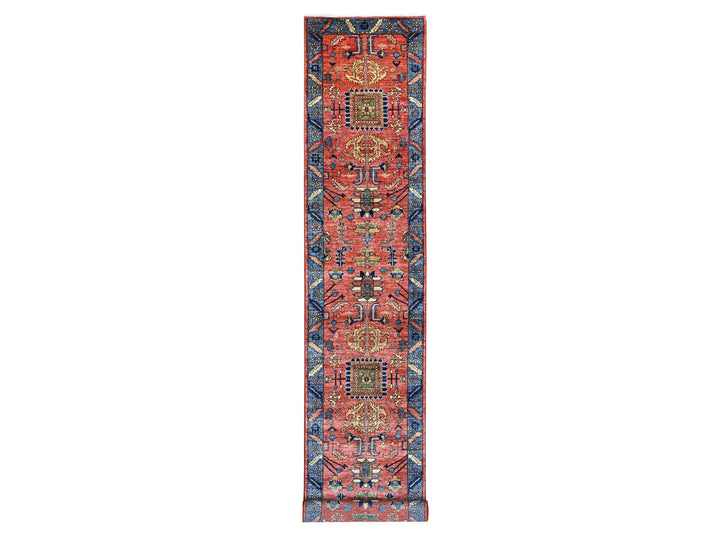 2'11" x 19'1" New Hand Knotted Red Wool Runner Oriental Rug - MOA10221501