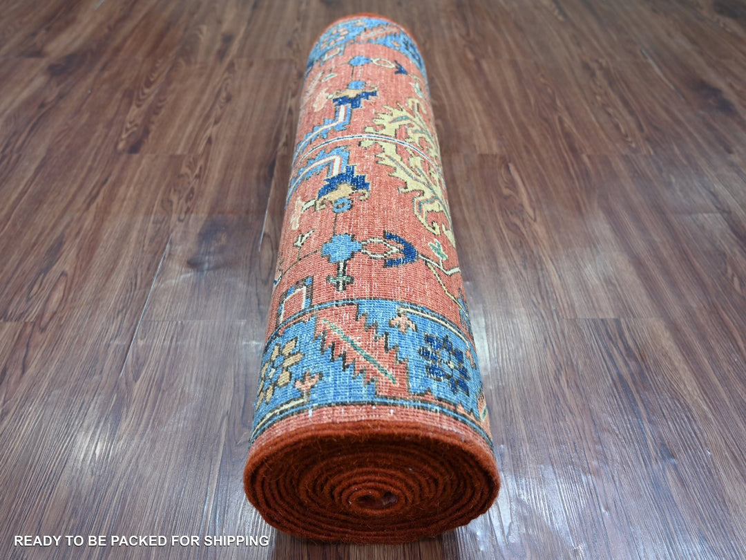 2'11" x 19'1" New Hand Knotted Red Wool Runner Oriental Rug - MOA10221501