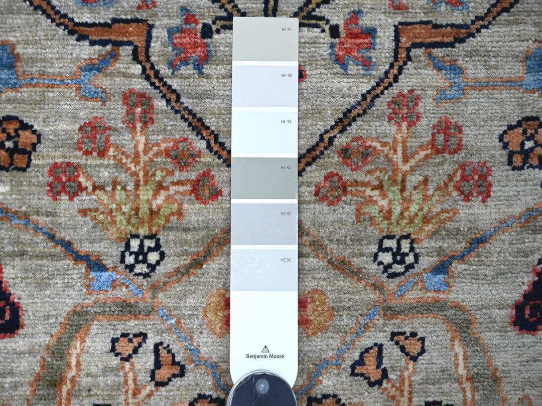 2'7" x 11'9" New Hand Knotted Grey Wool Runner Oriental Rug - MOA10221502