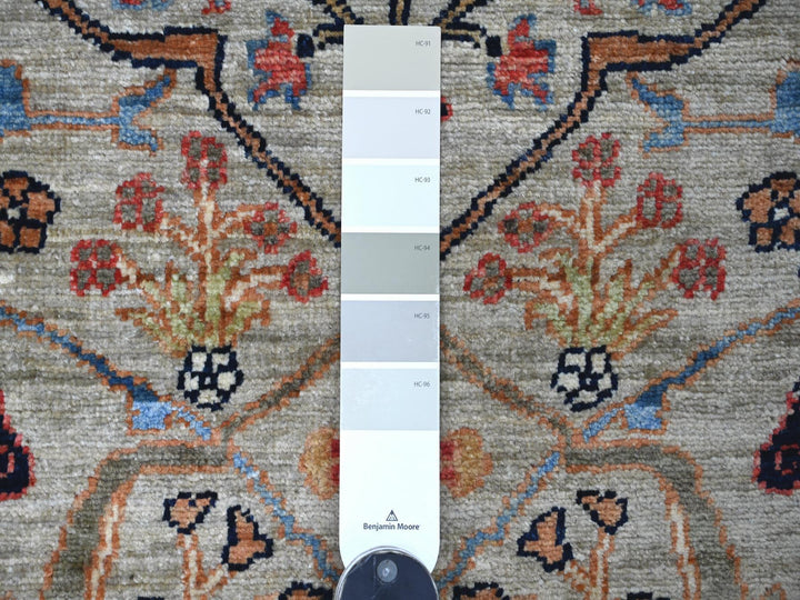2'7" x 11'9" New Hand Knotted Grey Wool Runner Oriental Rug - MOA10221502