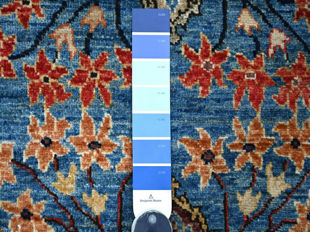 2'8" x 5'8" New Hand Knotted Blue Wool Runner Oriental Rug - MOA10221503