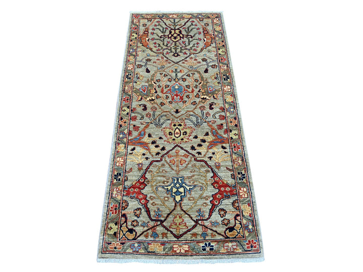 2'5" x 5'11" New Hand Knotted Grey Wool Runner Oriental Rug - MOA10221504