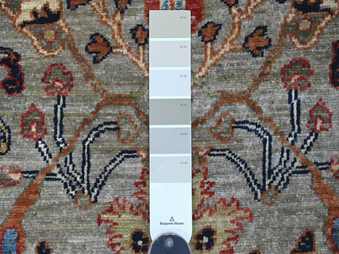 2'5" x 5'11" New Hand Knotted Grey Wool Runner Oriental Rug - MOA10221504