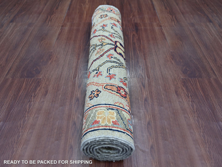 2'5" x 5'11" New Hand Knotted Grey Wool Runner Oriental Rug - MOA10221504