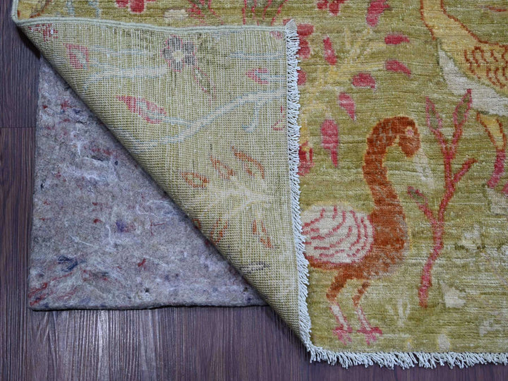 9'8" x 13'6" New Hand Knotted Green Wool Rectangle Oriental Rug - MOA10221507
