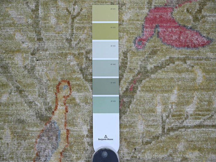 9'8" x 13'6" New Hand Knotted Green Wool Rectangle Oriental Rug - MOA10221507