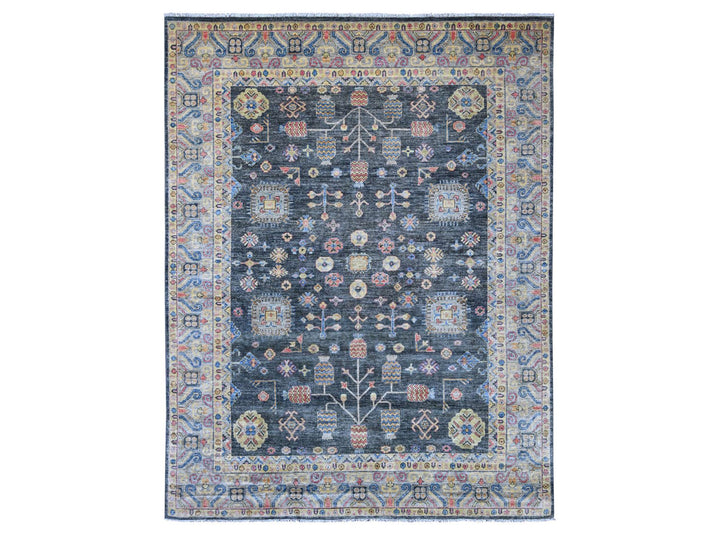 8'9" x 11'5" New Hand Knotted Grey Wool Rectangle Oriental Rug - MOA10221508