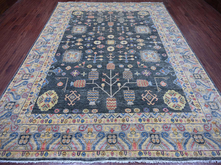 8'9" x 11'5" New Hand Knotted Grey Wool Rectangle Oriental Rug - MOA10221508