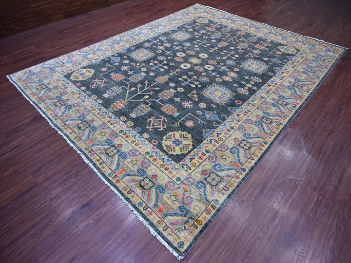 8'9" x 11'5" New Hand Knotted Grey Wool Rectangle Oriental Rug - MOA10221508