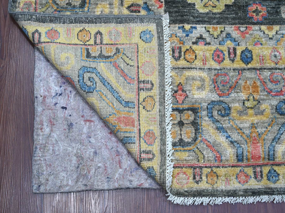 8'9" x 11'5" New Hand Knotted Grey Wool Rectangle Oriental Rug - MOA10221508
