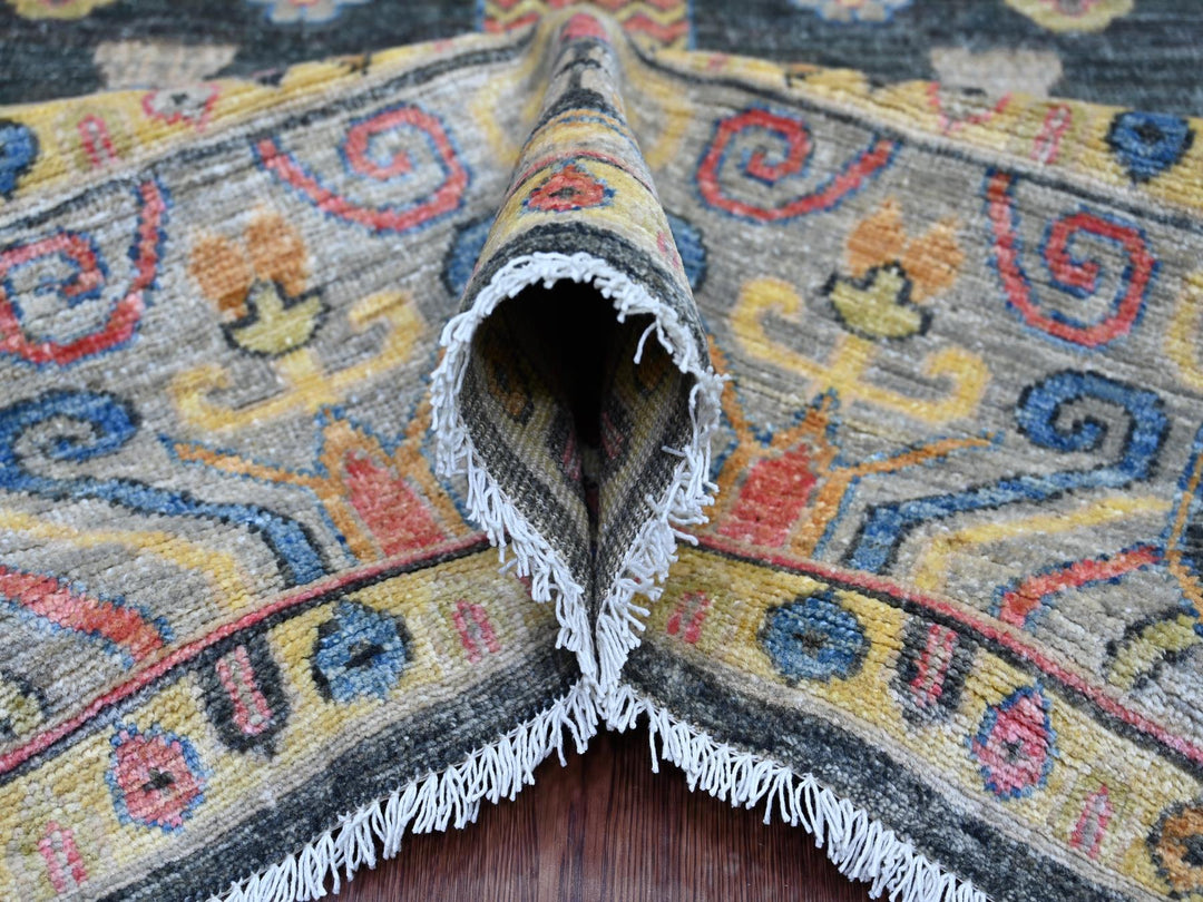 8'9" x 11'5" New Hand Knotted Grey Wool Rectangle Oriental Rug - MOA10221508