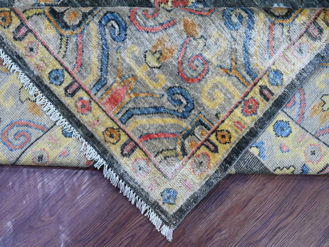 8'9" x 11'5" New Hand Knotted Grey Wool Rectangle Oriental Rug - MOA10221508