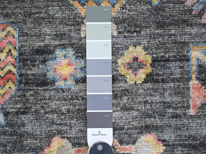 8'9" x 11'5" New Hand Knotted Grey Wool Rectangle Oriental Rug - MOA10221508
