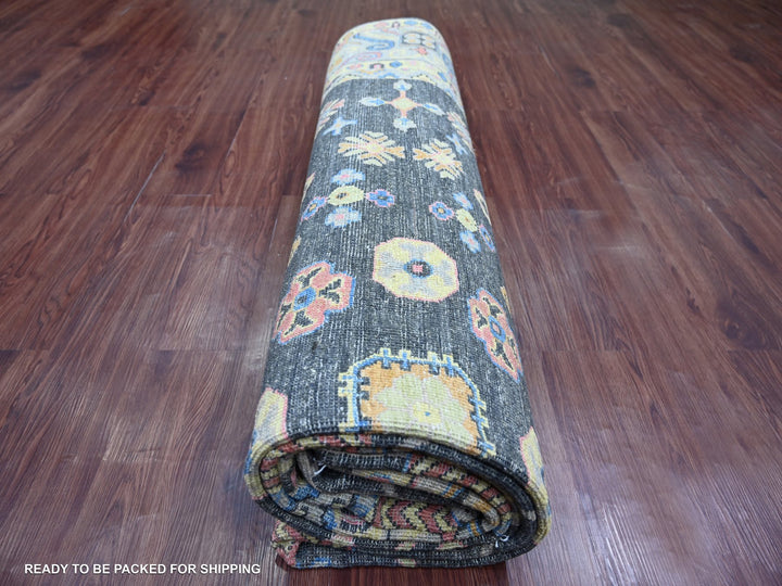 8'9" x 11'5" New Hand Knotted Grey Wool Rectangle Oriental Rug - MOA10221508