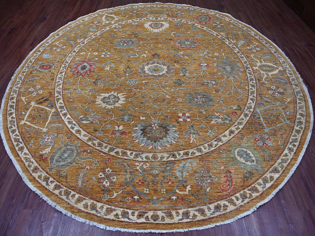 10'0" x 10'3" New Hand Knotted Brown Wool Round Oriental Rug - MOA10221509
