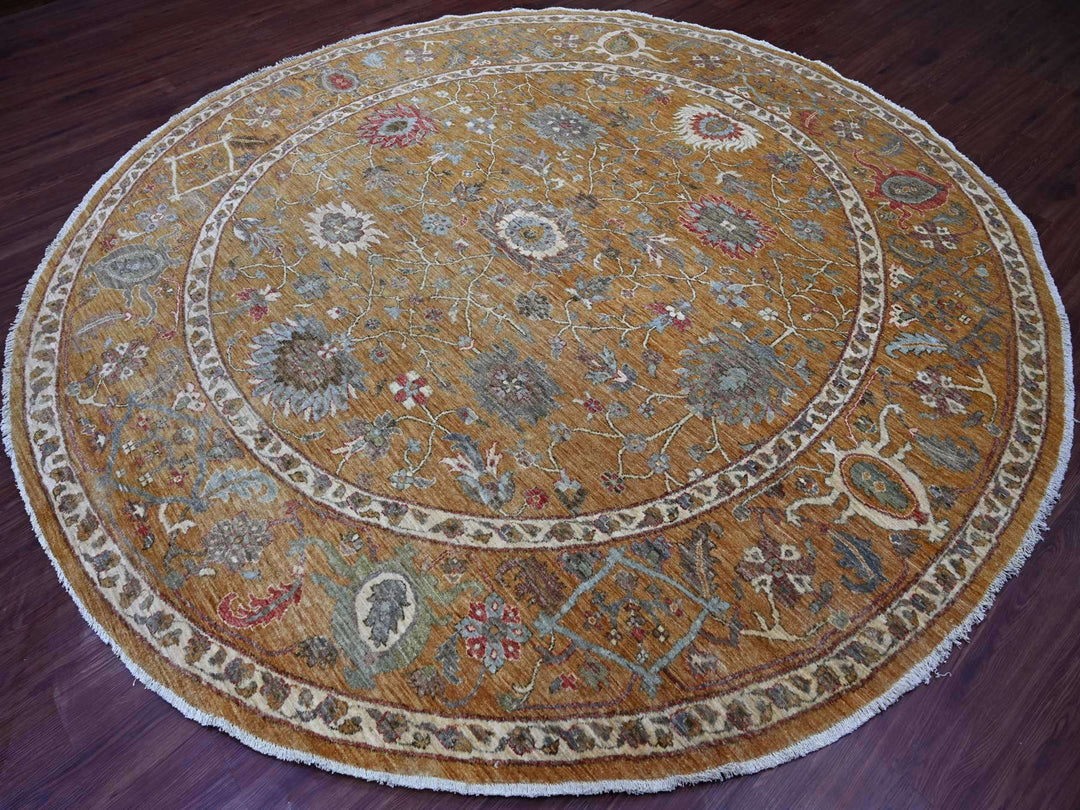 10'0" x 10'3" New Hand Knotted Brown Wool Round Oriental Rug - MOA10221509