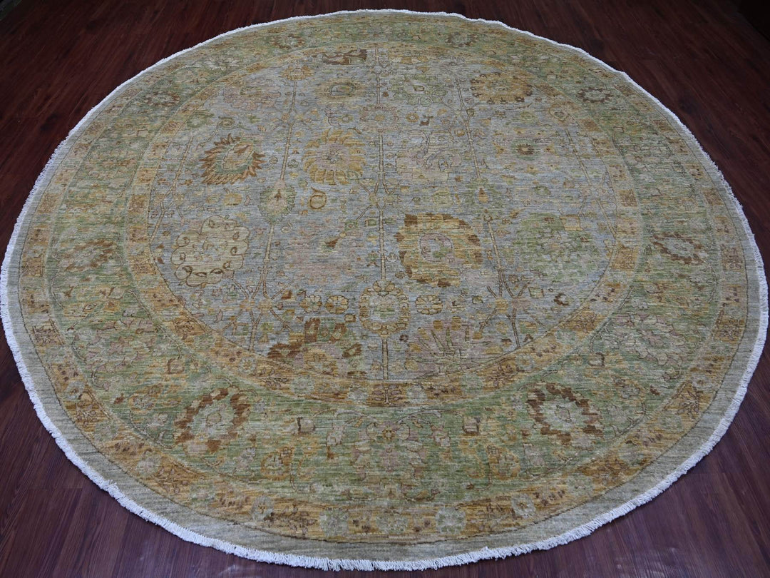 10'0" x 10'4" New Hand Knotted Grey Wool Round Oriental Rug - MOA10221510
