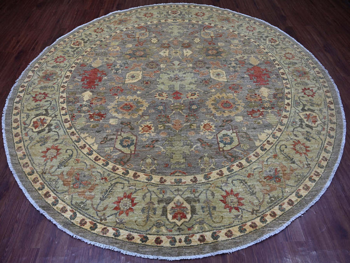9'7" x 9'9" New Hand Knotted Grey Wool Round Oriental Rug - MOA10221511