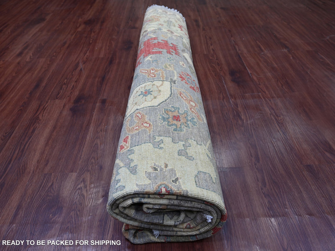 9'7" x 9'9" New Hand Knotted Grey Wool Round Oriental Rug - MOA10221511