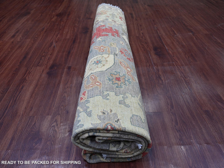 9'7" x 9'9" New Hand Knotted Grey Wool Round Oriental Rug - MOA10221511