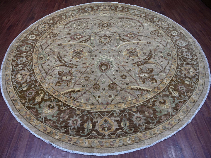 9'10" x 10'0" New Hand Knotted Grey Wool Round Oriental Rug - MOA10221512
