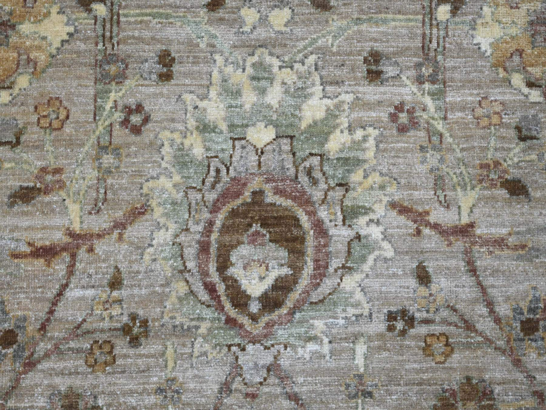 9'10" x 10'0" New Hand Knotted Grey Wool Round Oriental Rug - MOA10221512