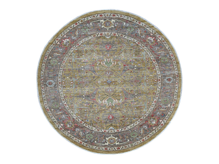 8'2" x 8'3" New Hand Knotted Green Wool Round Oriental Rug - MOA10221514