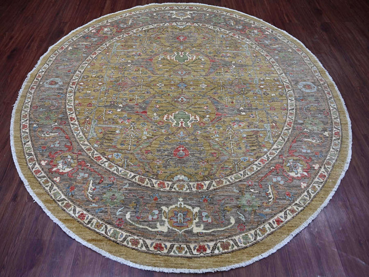 8'2" x 8'3" New Hand Knotted Green Wool Round Oriental Rug - MOA10221514
