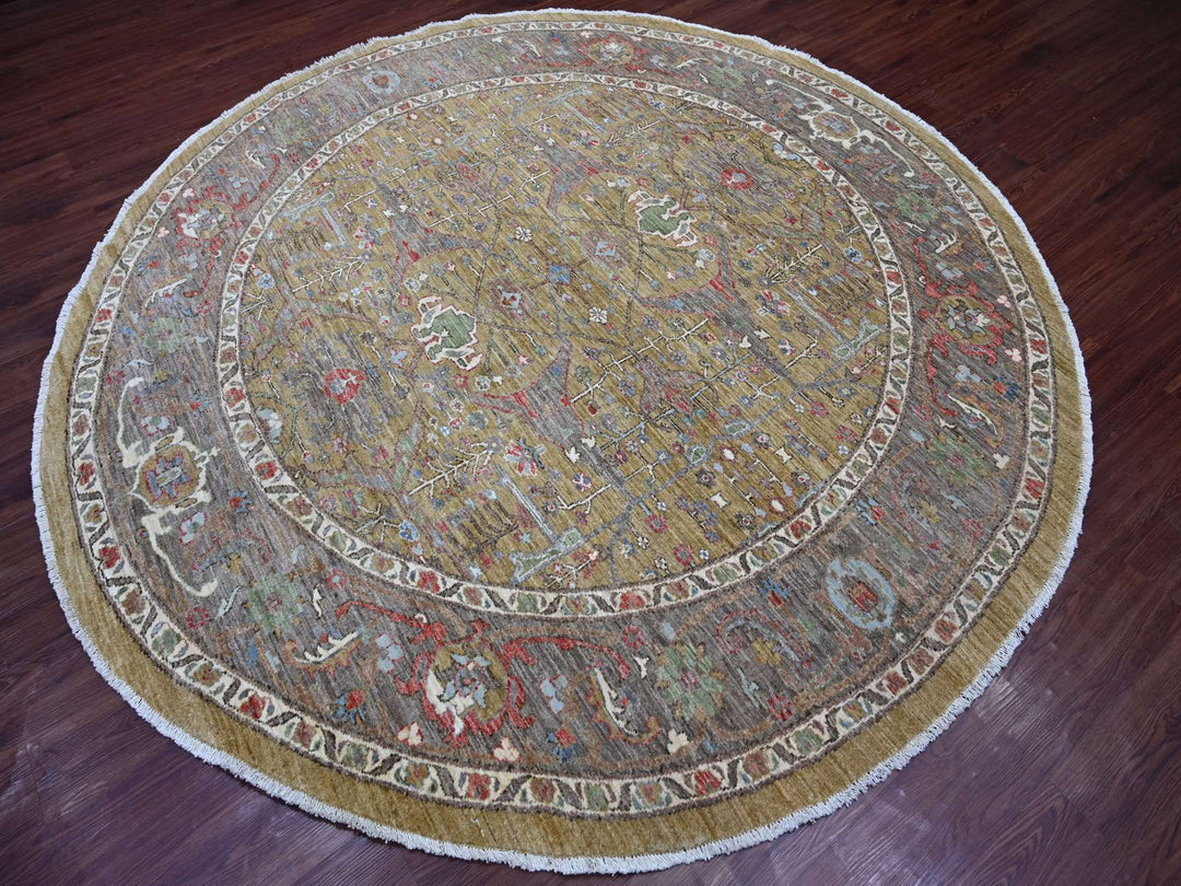 8'2" x 8'3" New Hand Knotted Green Wool Round Oriental Rug - MOA10221514
