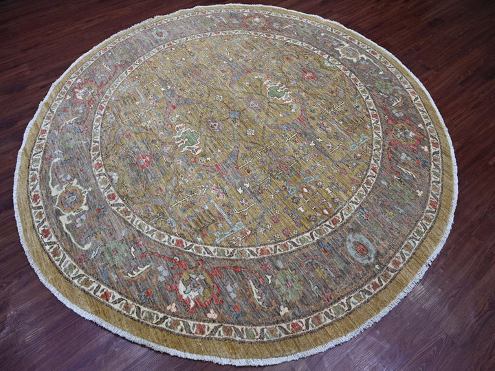 8'2" x 8'3" New Hand Knotted Green Wool Round Oriental Rug - MOA10221514