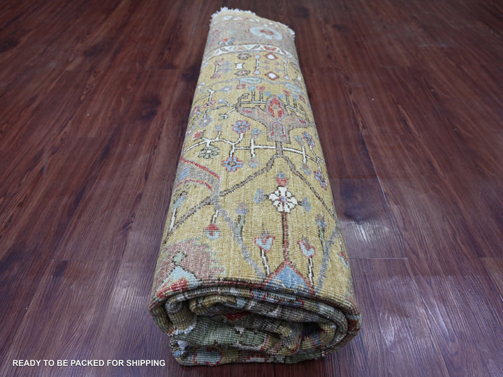 8'2" x 8'3" New Hand Knotted Green Wool Round Oriental Rug - MOA10221514