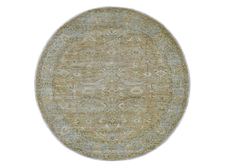 7'11" x 8'3" New Hand Knotted Brown Wool Round Oriental Rug - MOA10221515