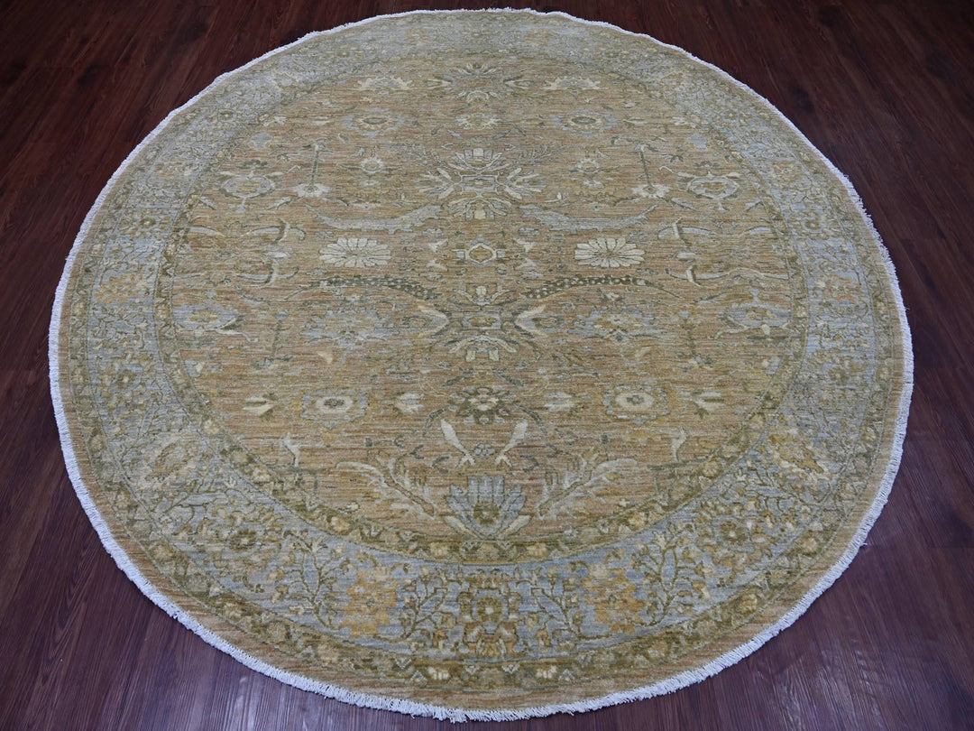 7'11" x 8'3" New Hand Knotted Brown Wool Round Oriental Rug - MOA10221515