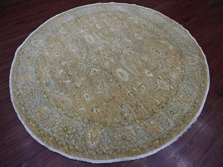 7'11" x 8'3" New Hand Knotted Brown Wool Round Oriental Rug - MOA10221515