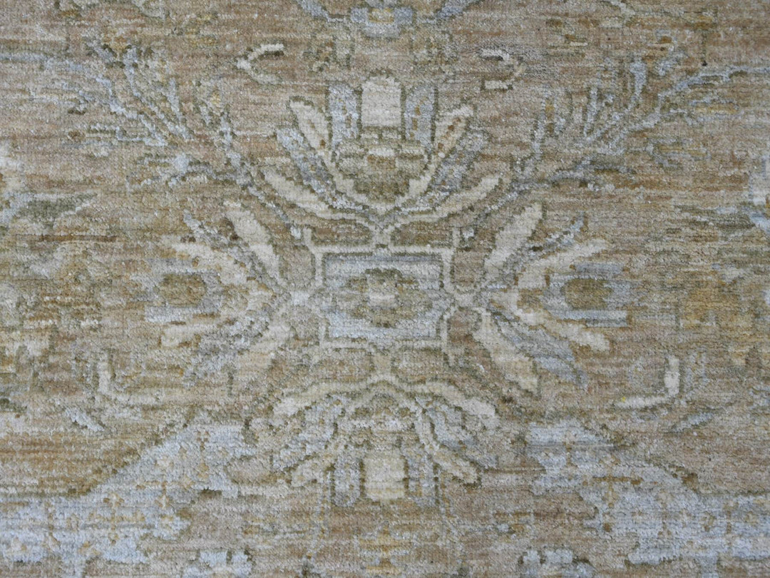 7'11" x 8'3" New Hand Knotted Brown Wool Round Oriental Rug - MOA10221515