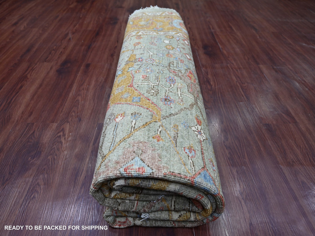 8'0" x 8'2" New Hand Knotted Green Wool Round Oriental Rug - MOA10221516